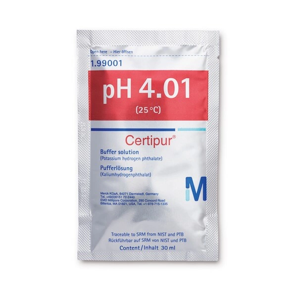 Буферный раствор (гидрофталат калия) pH 4.01 (25°C) Certipur® , 30 пакетов по 30 мл 1990010001